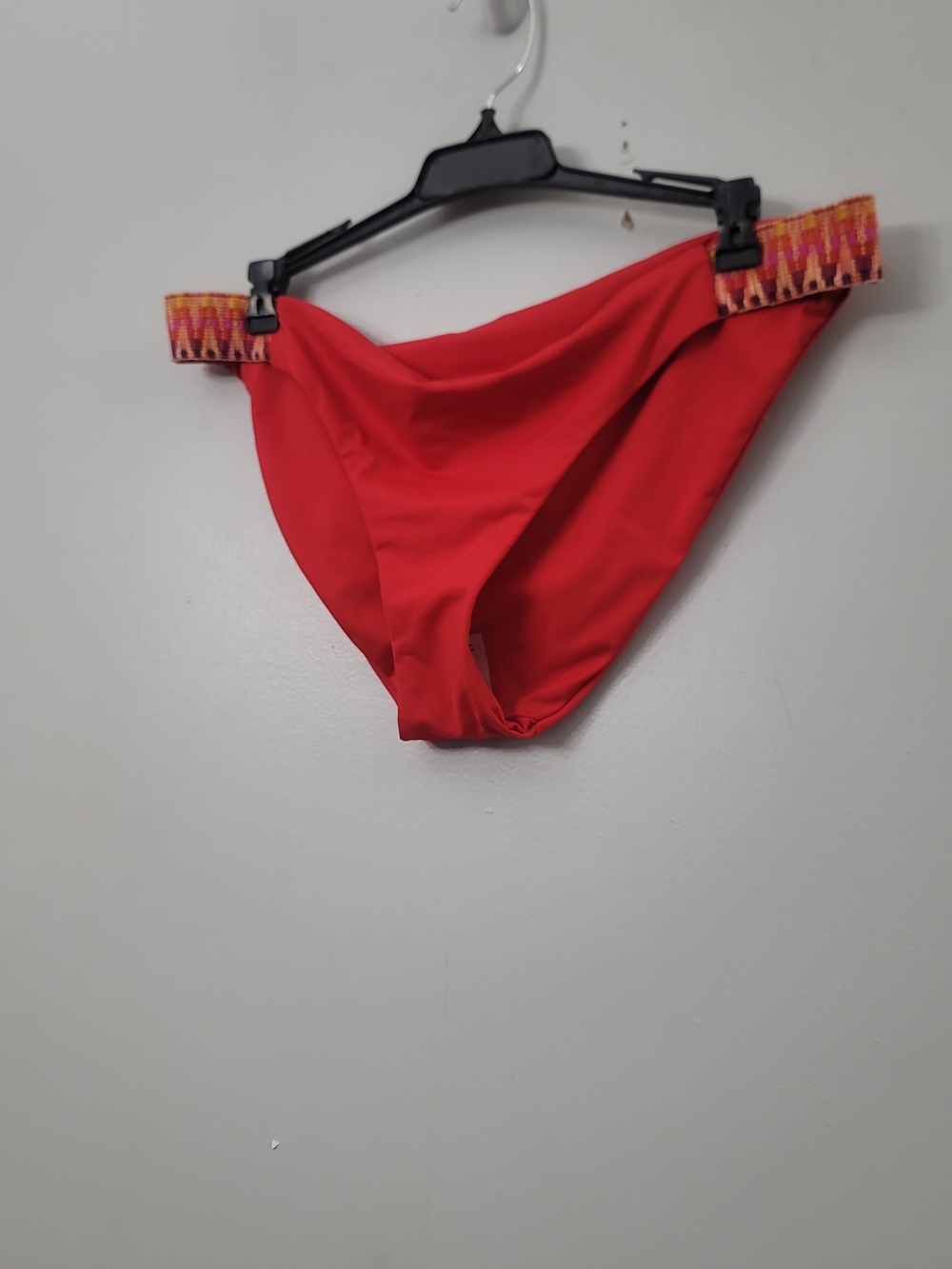 BECCA Red Bikini Bottom with Patterned Side Bands